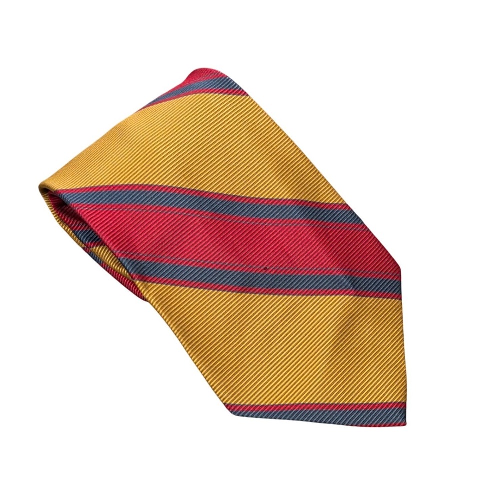 Andhurst Striped Silk Blend Necktie Men's Gold Red Navy Blue Classic Rep Tie 90s